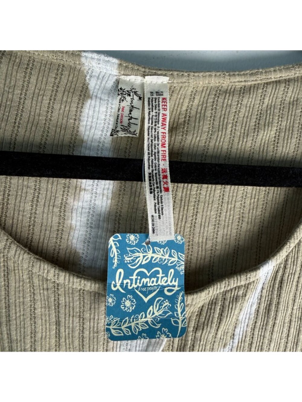 Free People Intimately NWT Little Dream Sleep Top Sage Combo S *MISSING BUTTON* - Picture 8 of 9
